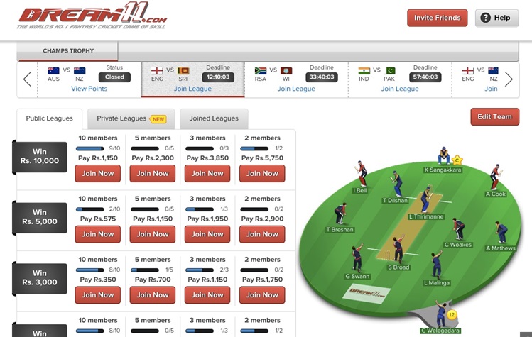 dream11 fantasy cricket