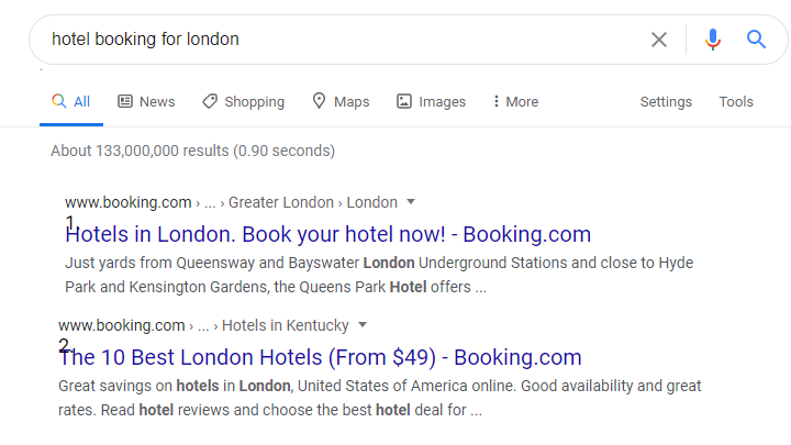 hotel booking domain