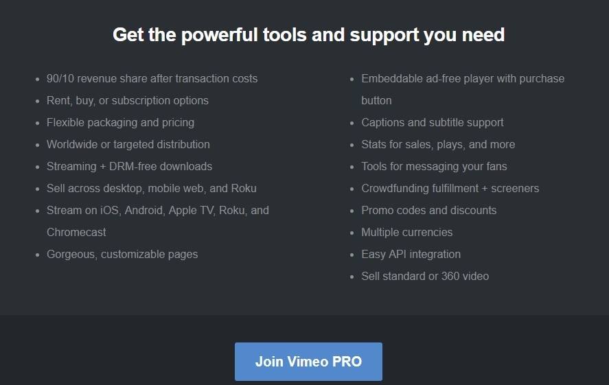 Vimeo-pro-all-features