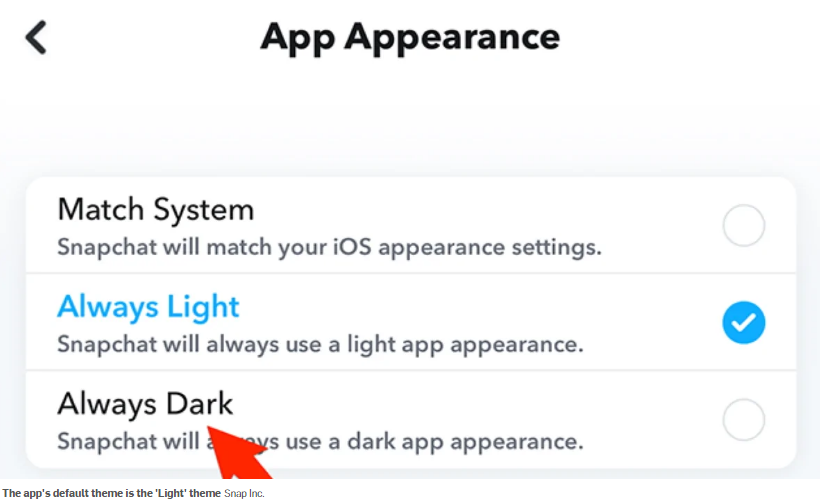 snapchat dark mode